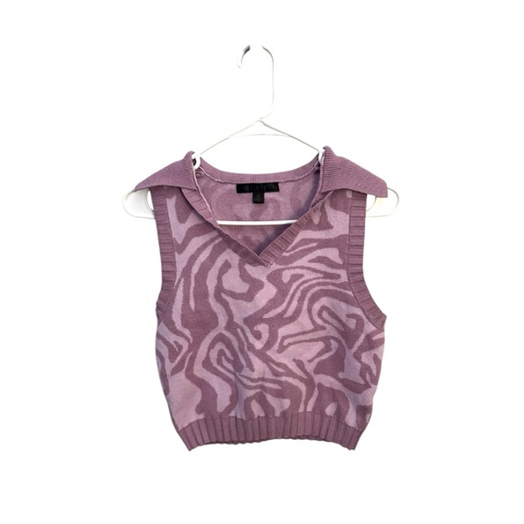 Say What? Sweaters - Say What? Lavender Zebra Print Vest